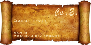 Csemez Ervin névjegykártya